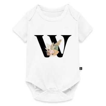 lettre W fleuris - Body à manches courtes Premium Bébé - blanc - Devant