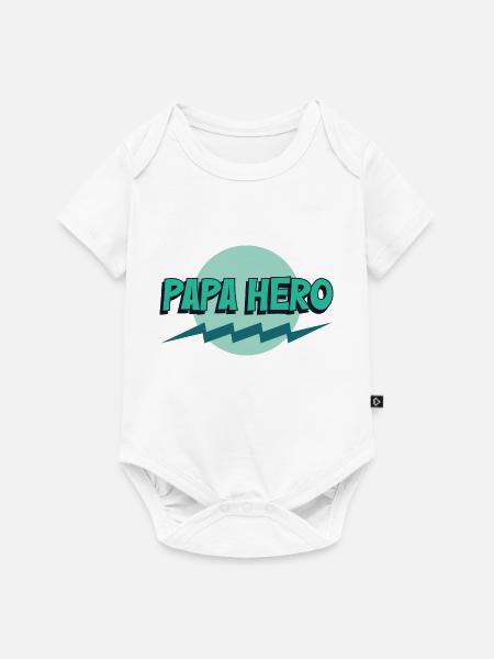 Papa Held - Baby Premium Kurzarmbody - Weiß