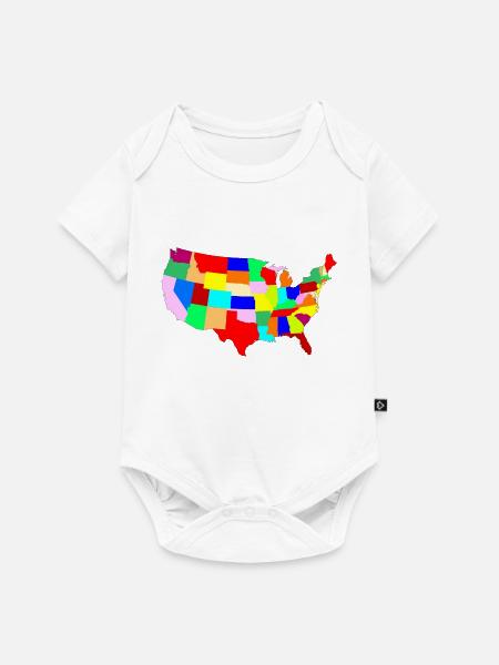 USA Patchwork Karte - Baby Premium Kurzarmbody - Weiß
