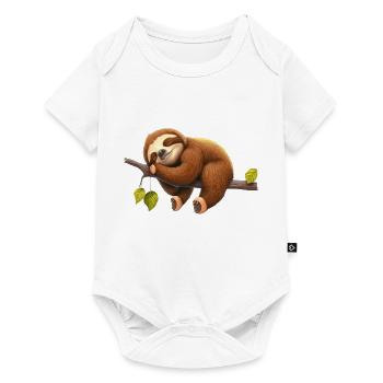 Sleeping sloth lies on a branch - Baby Premium short-sleeve bodysuit - white - Front