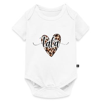 Tata coeur léopard tendance - Body à manches courtes Premium Bébé - blanc - Devant
