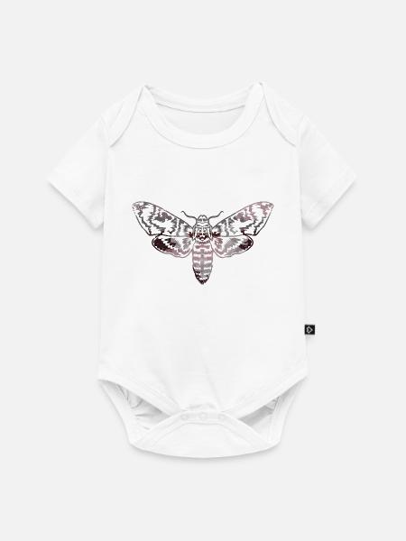 Motte,outline,grau,beige,Falter - Baby Premium Kurzarmbody - Weiß