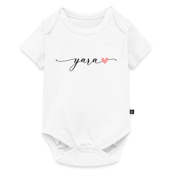 Yara Nom Prénom Calligraphie Script - Body à manches courtes Premium Bébé - blanc - Devant