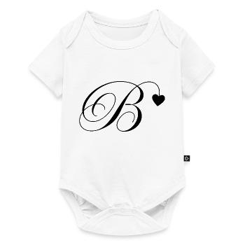 Lettre b calligraphie cœur - Body à manches courtes Premium Bébé - blanc - Devant