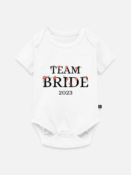 Team Braut 2023 floral - Baby Premium Kurzarmbody - Weiß