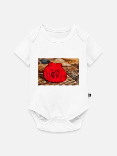 Rote Rose - Baby Premium Kurzarmbody - Weiß