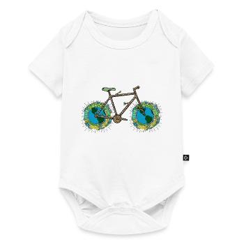 Planet Bike, Aesthetic Green Planet Earth Bicycle - Baby Premium short-sleeve bodysuit - white - Front