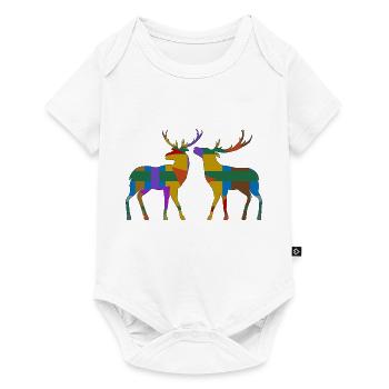 Hirsch - Baby Premium Kurzarmbody - Weiß - Vorne