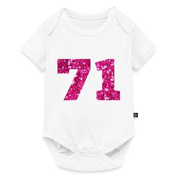 71 Pink Glitter - 71. Geburtstag - Baby Premium Kurzarmbody - Weiß - Vorne