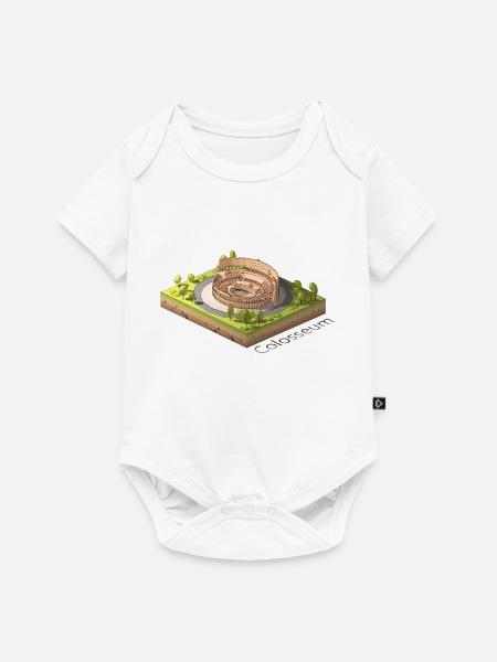 Geometrisches Low-Poly das Kolosseum - Baby Premium Kurzarmbody - Weiß