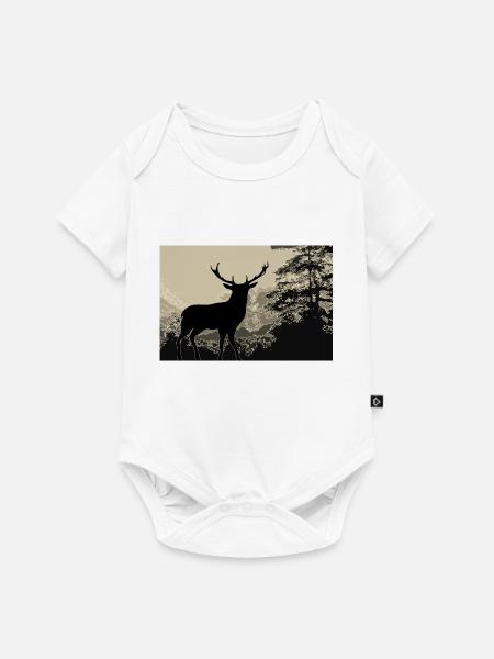 Hirsch - Baby Premium Kurzarmbody - Weiß