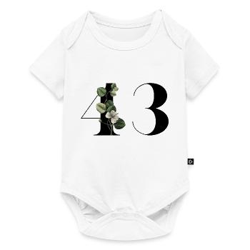 Nummer 43 Blumengrün - 43. Blumengeburtstag - Baby Premium Kurzarmbody - Weiß - Vorne