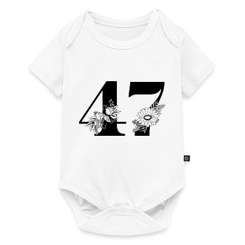 Nummer 47 Blumengrün - 47. Blumengeburtstag - Baby Premium Kurzarmbody - Weiß - Vorne