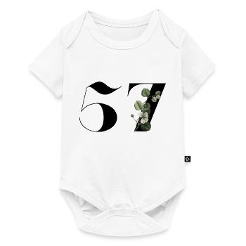 Nummer 57 Blumengrün - 57. Blumengeburtstag - Baby Premium Kurzarmbody - Weiß - Vorne