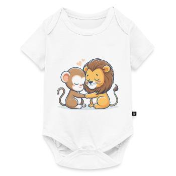 Cuddling Monkey And Lion In Love - Baby Premium short-sleeve bodysuit - white - Front