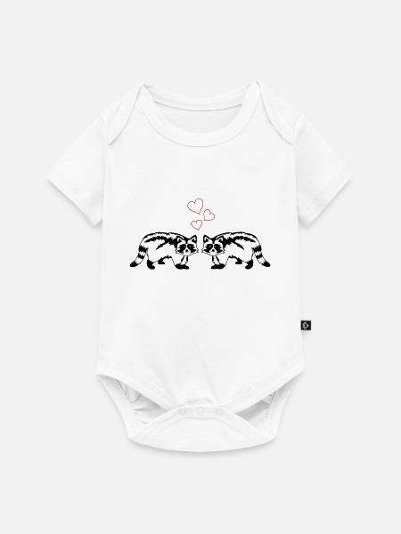 waschbären verliebt - Baby Premium Kurzarmbody - Weiß