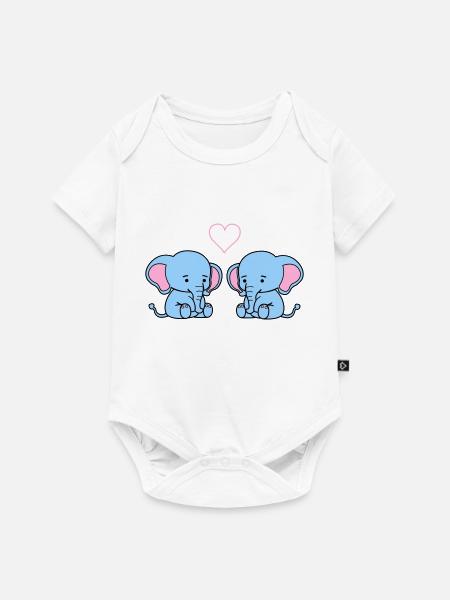 elephant love - Baby Premium Kurzarmbody - Weiß