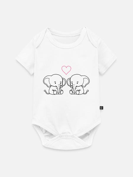 elephant love - Baby Premium Kurzarmbody - Weiß
