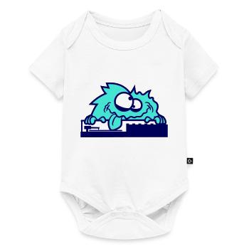 Haariges DJ Monster Horror Halloween Mischpult Fun - Baby Premium Kurzarmbody - Weiß - Vorne