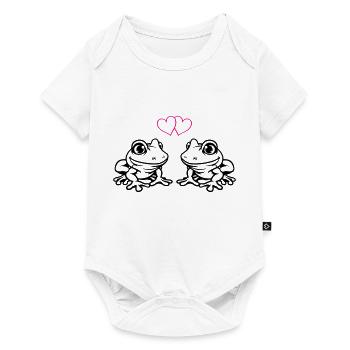 grenouille bande dessinée amour - Body à manches courtes Premium Bébé - blanc - Devant