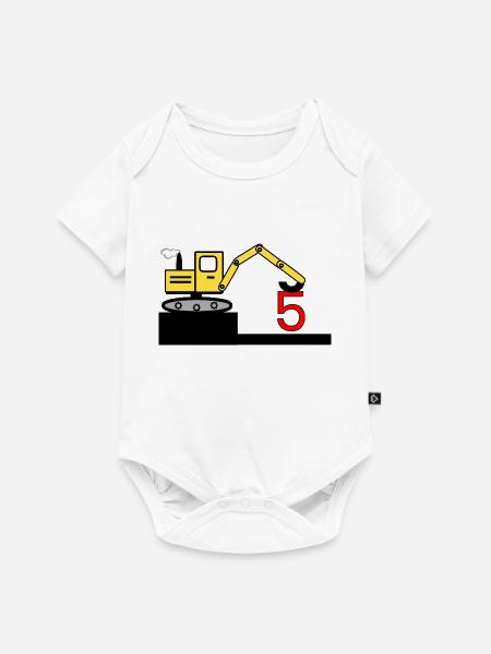 Bagger - Baby Premium Kurzarmbody - Weiß