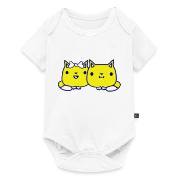 Deux chats couple 2 couple romantique amoureux - Body à manches courtes Premium Bébé - blanc - Devant