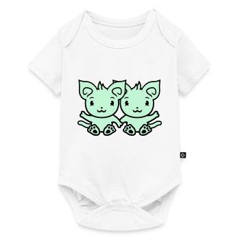 Deux chats heureux 2 amis Couple Équipe Couple - Body à manches courtes Premium Bébé - blanc - Devant