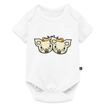 2 pacifiers cats Two baby siblings twins - Baby Premium short-sleeve bodysuit - white - Front