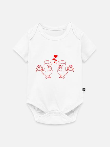 verliebte Hühner - Baby Premium Kurzarmbody - Weiß