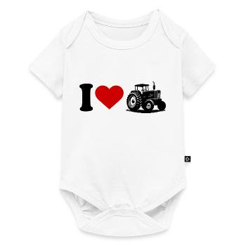 I love Herz Traktor - Baby Premium Kurzarmbody - Weiß - Vorne