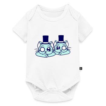 Sir Cats Gentlemen Chapeau haut de forme Monocle Homme Empire - Body à manches courtes Premium Bébé - blanc - Devant