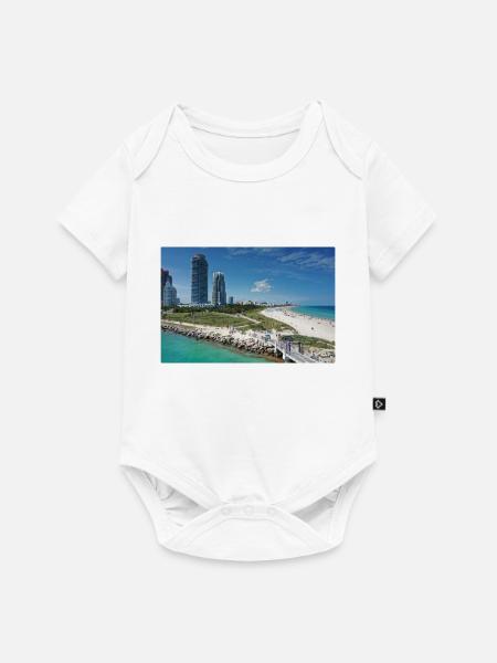 Miami Beach Piermit Wolkenkratzer - Baby Premium Kurzarmbody - Weiß