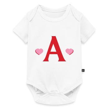 Letter with red hearts - Baby Premium short-sleeve bodysuit - white - Front