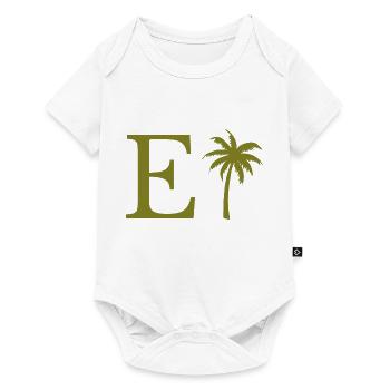 Lettre e vert Palm - Body à manches courtes Premium Bébé - blanc - Devant