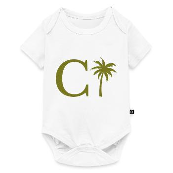Lettre c vert Palm - Body à manches courtes Premium Bébé - blanc - Devant