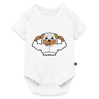 Chien Bodybuilder Muscles forts Gym Haltérophilie - Body à manches courtes Premium Bébé - blanc - Devant