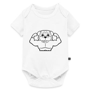 Dog Bodybuilder Strong Muscles Gym Weightlifting - Baby Premium short-sleeve bodysuit - white - Front