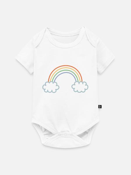Regenbogen eingefaerbt - Baby Premium Kurzarmbody - Weiß