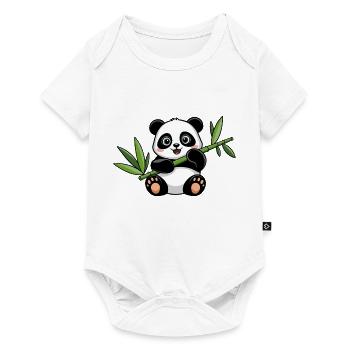 Happy Panda with Bamboo - Baby Premium short-sleeve bodysuit - white - Front