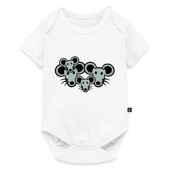 4 souris famille deux enfants maman papa parents mignon - Body à manches courtes Premium Bébé - blanc - Devant