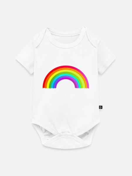 bunter Regenbogen - Baby Premium Kurzarmbody - Weiß