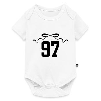 Numéro 97 noeud - 97e anniversaire - Body à manches courtes Premium Bébé - blanc - Devant