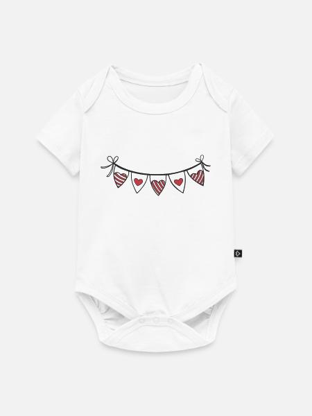 Herzgirlande Herzen - Baby Premium Kurzarmbody - Weiß