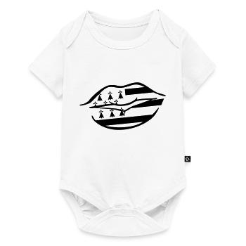 große Küsse Lippen Breton - Baby Premium Kurzarmbody - Weiß - Vorne