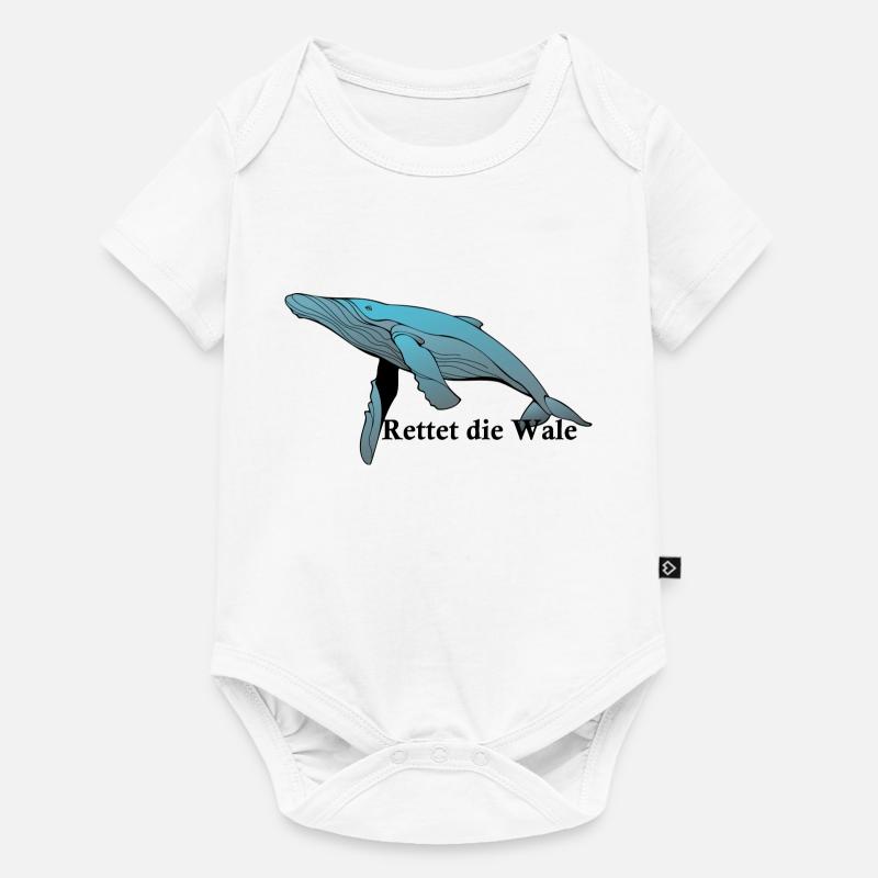Baleine avec sort Sauvez les baleines - Body à manches courtes Premium Bébé - blanc