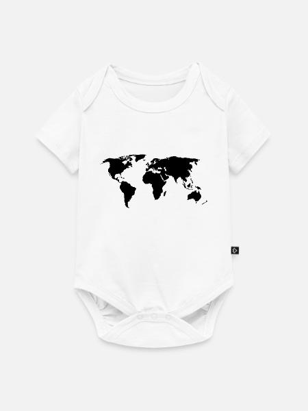 Weltkarte - Baby Premium Kurzarmbody - Weiß