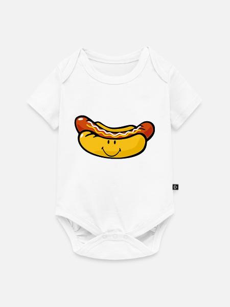 Smiley Hot Dog - Baby Premium Kurzarmbody - Weiß