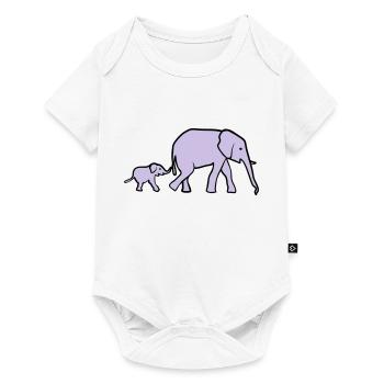 Elephant mother and baby - Body à manches courtes Premium Bébé - blanc - Devant