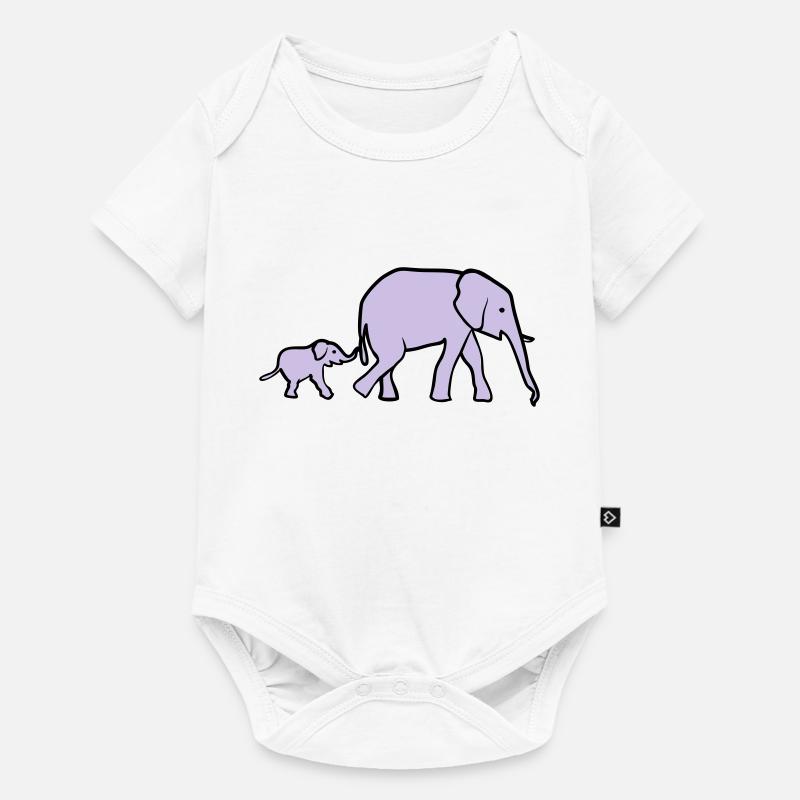 Elefant, Elefanten - Baby Premium Kurzarmbody - Weiß