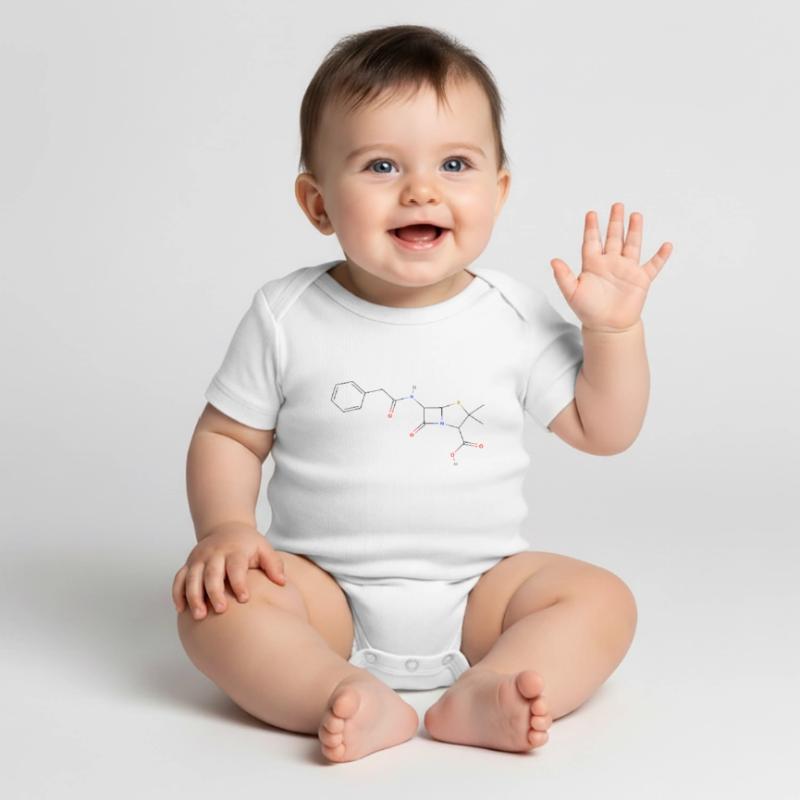 Penicillin Molecule - Colored Structural Formula Baby Premium short-sleeve bodysuit